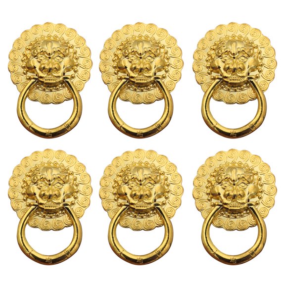 FRCOLOR Door Knob Golden Zinc Alloy Drawer Pull Handle Furniture Accessory for Home Use Stylish Cabinet Installation Tool 6 Pieces,2.05"X1.5"X0.31"