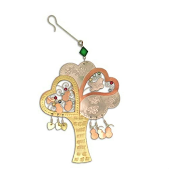 Tree of Life with Beads Metal Christmas Ornament 4.5 Inch Fair Trade Multicolor