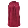 thumbnail image 4 of Tittly Camisole top Vest for Women Womens Dot Tank Tops Summer Sleeveless Mock Neck Shirred T Shirts Casual Linen Blend Keyhole Back Tie Knot Tops Waistcoat Vest T Shirts for Women Red L, 4 of 4
