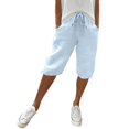 thumbnail image 1 of bolsillos casuales para mujer pantalones casuales con cordón elástico cordón en la pierna cinco pantalones pantalón azul claro / s, 1 of 7