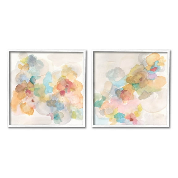 Stupell Industries Abstract Pastel Watercolor Composition Painting White Framed Art Print Wall Art, Set of 2, Design by Jodi Fuchs