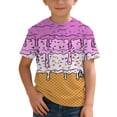 thumbnail image 3 of Angala Child Shirts Ice Cream Print Summer Shirts Crew Neck Short Sleeve Comfortable Casual Boys Tops Size 5-6 Years Purple, 3 of 6