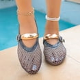 thumbnail image 6 of Domuza Fashion Casual Flat Shoes for Women Fishnet Detail Round Toe Breathable Shoes with Metal Buckle Gray 7.5（EU-39）, 6 of 6