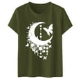 thumbnail image 4 of Summer Tops for Women Juniors Graphic Tops Apparel T Women Casual Tee T Shirt Opaque Shirts for Long Sleeved Shirts Athletic Womens Short Sleeve Casual Weightlifting Long Sleeve Army Green 2XL, 4 of 5