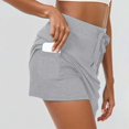 thumbnail image 2 of TZEWGL Womens Solid Linen Mini Golf Skirts Drawcord Low Elastic Waist Shorts A Line Skorts With Pockets For Female size XXL, 2 of 7