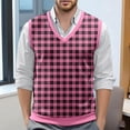 thumbnail image 2 of XIAOCHA Men's Knit Vest V Neck Plaid Print Sweater Warm Casual Office Top, 2 of 6