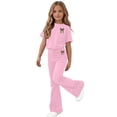 thumbnail image 6 of Girls Clothing Set Teen 2 Piece Outfits Round Neck Oversized Short Sleeve Tops Flare Pants Sets School Loose Pink 7-8 Years, 6 of 6