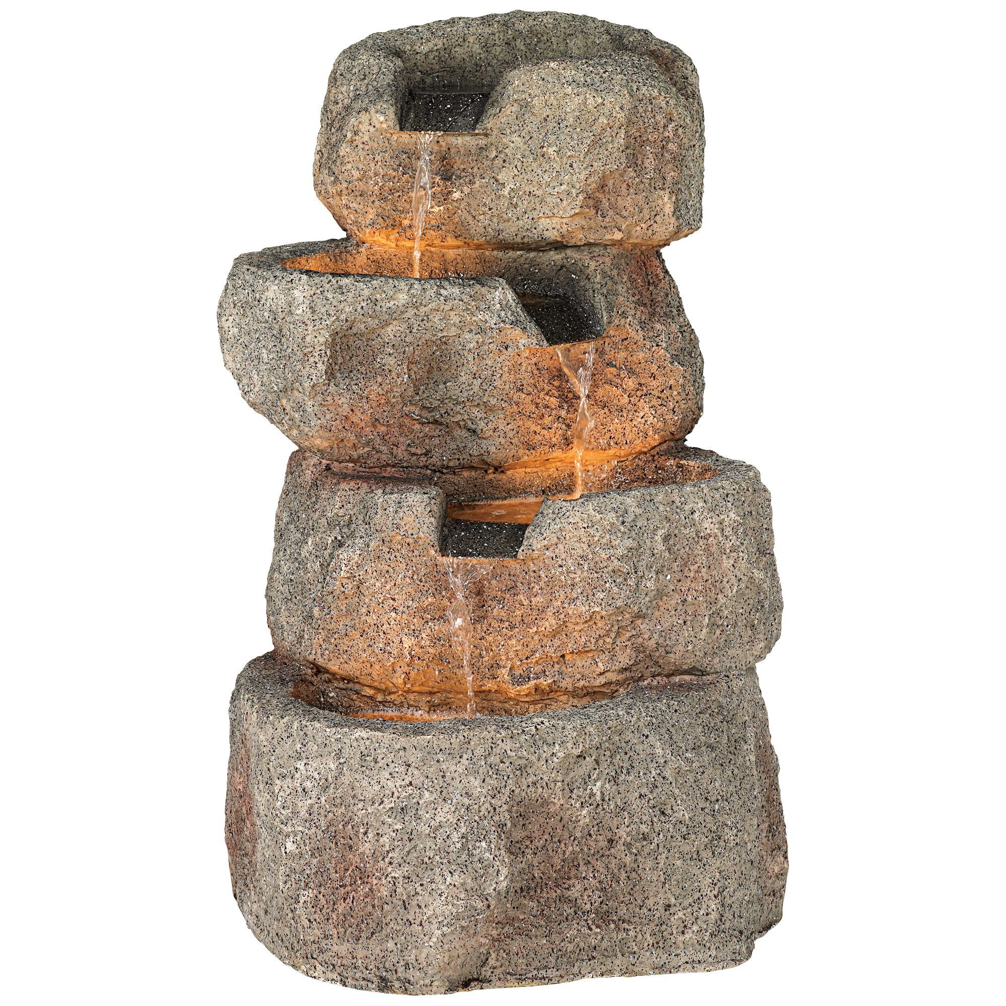 Glacial Rock Zen 30" High Large Rustic Indoor Outdoor Decor Faux Stone Floor Fountain with Light LED Waterfall
