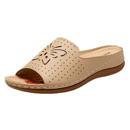 

TOYFUNNY Womens Flat Cutout Slippers Roman Style Spring Summer Sandals