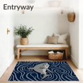 thumbnail image 3 of ODIKA 3'x5' Machine Washable Non-Slip Area Rug, Deep Ocean Predator Jaws Nautical Wave High Traffic Rug, Blue, 712565, 3 of 7