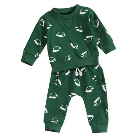 

EnJoCho Cute Outfit for Baby Kids Outfit Soft Cotton Warm Crewneck Long Sleeved Round Neck Christmas Hat Print Suit Clothes Set for Boys Or Girls Small Kids Holiday Party Clothing Trendy Set