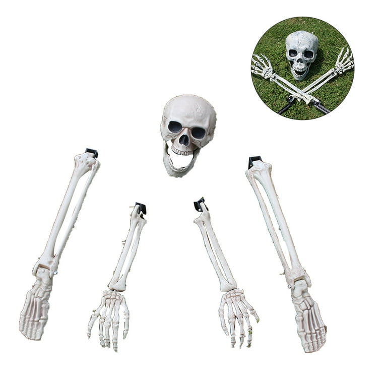 2pcs/set Men's White Skull Hands Ground Insert And Bone Claw Halloween  Decoration Haunted House Dressing Room Props