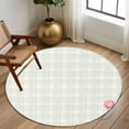 thumbnail image 2 of Large Round Rug 8Ft Washable Non-Slip, Pink Spring Floral Circle Area Rugs for Living Room Bedroom, Tulip Yellow Plaid Summer Botanical Indoor Floor Mats Carpet Runner for Home Decor, 2 of 8