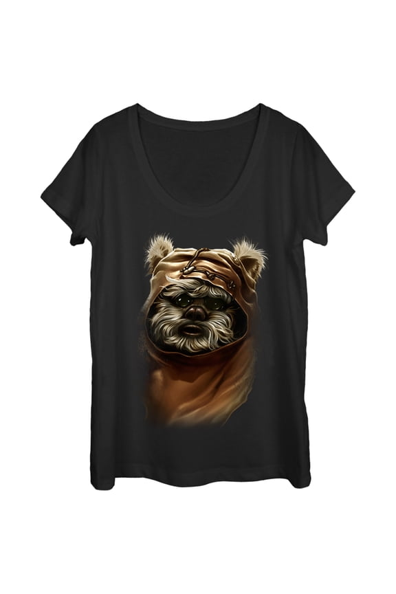 Women's Star Wars Wicket Ewok Scoop Neck Black Medium