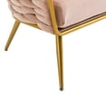 thumbnail image 4 of Velvet Loveseat with Two Pillows, Upholstered Leisure Armchair with Metal Legs, Barrel Accent Chair for Living Room, Bedroom, Office, Pink, 4 of 7