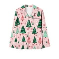 thumbnail image 4 of Mifsaly Christmas Pajama Sets for Women Xmas Trees Print Loose 2 Piece Pjs Long Sleeve V-Neck Sleepwear Lapel Button Down Nightwear High Waist Wide Leg Pants with Pockets 2025 Holiday Homewear, 4 of 6