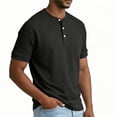 thumbnail image 5 of Fengqque Mens Henley Shirts Short Sleeve Casual Summer Basic T-Shirts 3 Button Solid Collarless Shirts for Work Dark Gray XXXL(XXXL), 5 of 6
