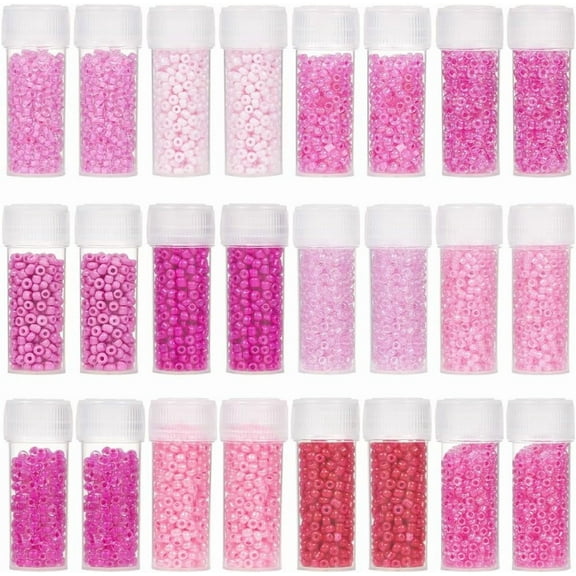 120G 12/0 Seed Beads 2mm Small Pony Beads Pink Round Glass Seed Bead Bulk Small Glass Bead Mini Glass Loose Spacer Beads for Jewelry Making DIY Earrings Friendship Bracelets Necklace for DIY