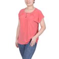 thumbnail image 2 of NY Collection Women's Short Extended-Sleeve Grommet Neck Knit Top, 2 of 4