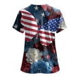 thumbnail image 5 of GEWSEY Women's 4th of July Nurse Scrub Top Patriotic Floral Print Nurse Shirt Plus Size V Neck Short Sleeve Nurse Uniform (Blue, 3XL), 5 of 8