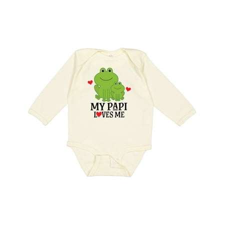 

Inktastic My Papi Loves Me Grandson Frog Gift Baby Boy Long Sleeve Bodysuit