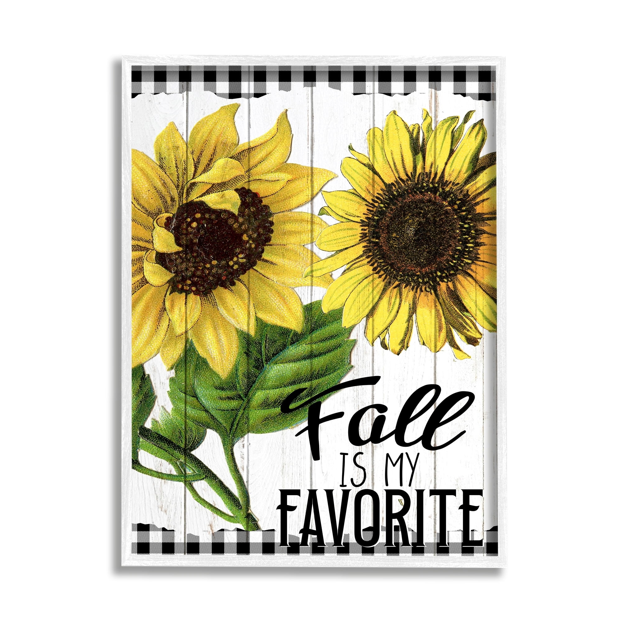 Stupell Industries Fall Autumn Quote Sunflower Tartan Pattern Rustic Design, 24 x 30, Design by Ann Bailey
