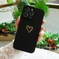 thumbnail image 3 of Compatible for iPhone 14 Pro Max Case Luxury Gold Heart Pattern, Side Cute Plated Heart Pattern Case for Women Girls Soft TPU Shockproof Camera Protective Back Cover Case - Black, 3 of 10