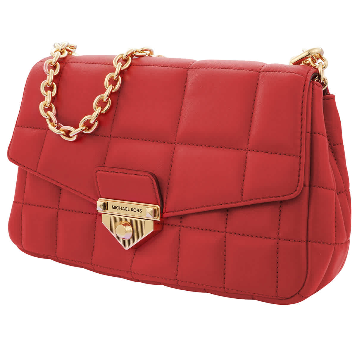 Michael Kors Ladies SoHo Large Quilted Leather Shoulder Bag Crimson