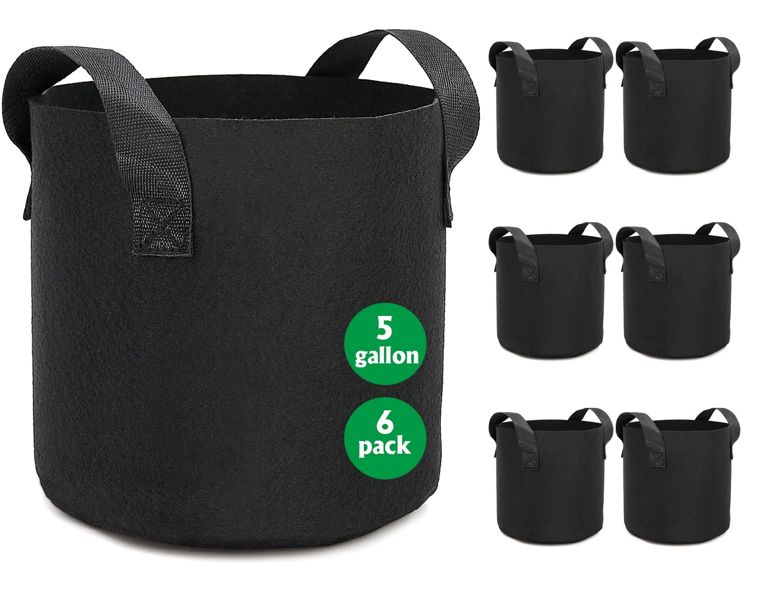 6Pack 5 Gallon Grow Bags Garden Heavy Duty NonWoven Aeration Plant