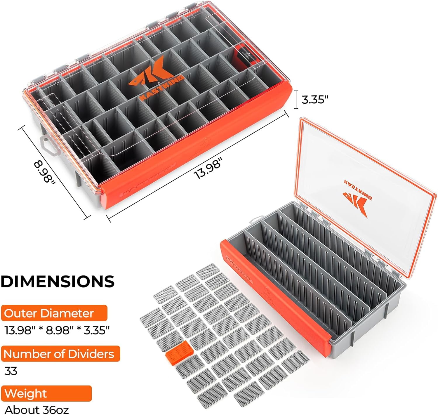 KastKing Waterproof Tackle Box, 3700 *2 Deep Tackle Trays, Fishing Tackle Box Organizer Fishing Accessories Storage- HyperSeal