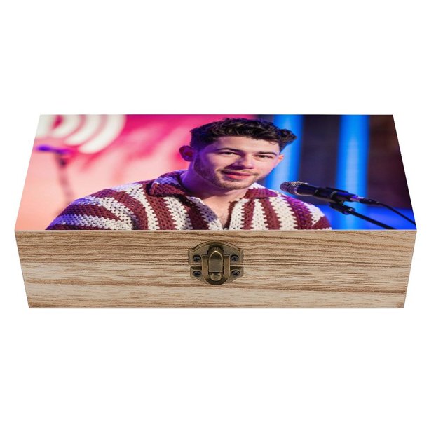 Nick Jonas Caja Organizadora de Madera Rústica - Caja Decorativa Multifuncional para Escritorio, Hogar, Oficina, Joyas y Manualidades