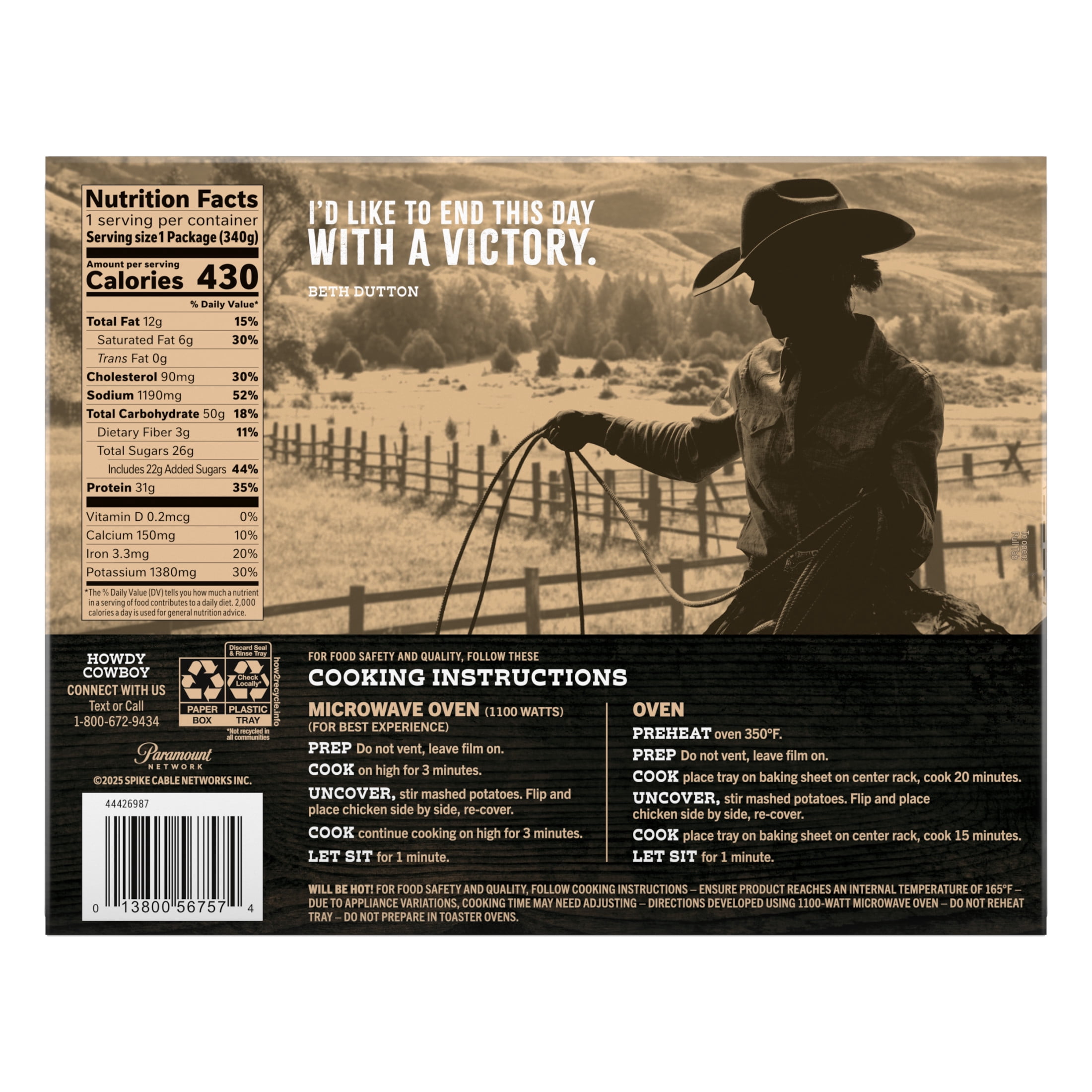 Yellowstone Honey BBQ Chicken and Mash, Single Meals, BBQ Dinner Frozen Chicken Meal  12 oz