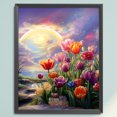 thumbnail image 3 of Kit de punto de cruz Wdftyju con estampado de tulipanes al atardecer bordado completo de algodón ecológico 14CT 40x50cm, 3 of 9