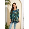 thumbnail image 3 of ENMAIN Womens Swing Tunic Tops 3/4 Sleeve Loose T-Shirt Navy Floral Dress Plus Size Flare Shirts M, 3 of 7