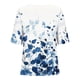 thumbnail image 4 of Tops de Lino para Mujeres Imprimir Suéter Cuello Redondo Manga Corta Superior Poliéster, Blusa de Moda Casual para la Primavera Y el Verano, 4 of 5