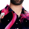 thumbnail image 5 of Flamingo Tropical Rainforest Men's Poplin Casual Printed Button Down Short Sleeve Summer Beach Shirts Unisex, 5 of 6