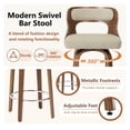 thumbnail image 4 of ClinQ 26 inch Swivel Bar Stools Set of 2, Counter Height Bar Chairs with Walnut Legs and Silver Ring Footrest, Upholstered Linen Fabric, Camel, 4 of 11
