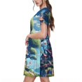 thumbnail image 2 of Disketp Fantasy Treehouse Planet Scene para Vestido de Manga Corta para Mujeres, Vestidos de Verano para Mujeres, Casual y Holgado para la Playa, 2 of 6