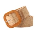 thumbnail image 1 of Cinturón tejido para mujer, cinturón elástico de paja, cinturones bohemios, vestido de playa de verano para mujer, color caqui, 1 of 1