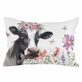 thumbnail image 2 of Cow Flower King Size Pillow Cover, Pillowcase Protectors with Zipper, Breathable Decorative Throw Pillow Case Cover, Farmhouse Cattle Botanical Butterfly Floral Pillow Shams for Couch Sofa 20x36Inch, 2 of 8