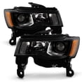 thumbnail image 2 of AKKON - Fits 2017-2021 Jeep Grand Cherokee SUV [Halogen Type] Projector Black Interior Headlights Pair Driver + Passenger, 2 of 7