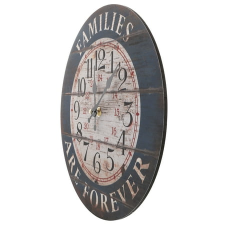 WASHWEPE 1Pack Wall Clock for Living Room Decor Black Round Silent Operation 30x30cm Wood and ABS