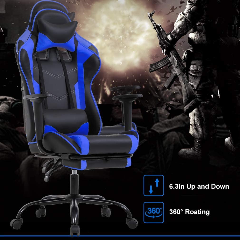 BestOffice Ergonomic Gaming Chair, Lumbar Support, Rolling Swivel for Men, Women(Blue)