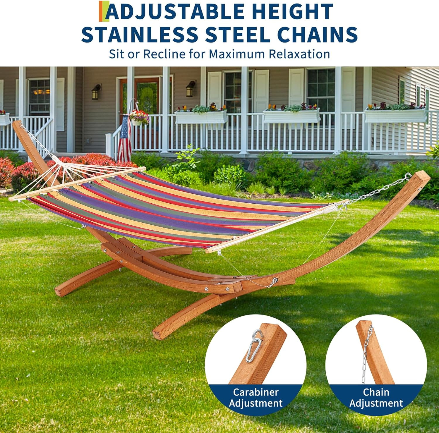 12.5ft Wooden Hammock Stand Weatherproof Outdoor Hammock for Patio Backyard Max 330 Lbs（Only Includes Bracket）