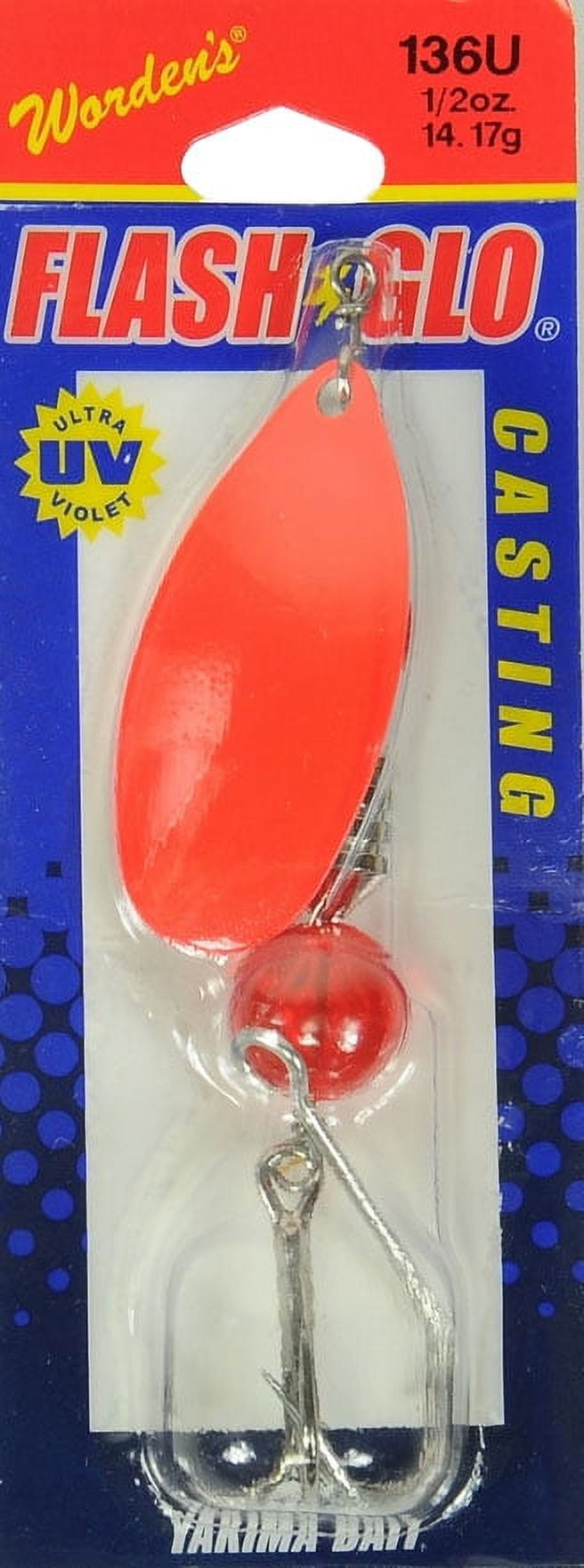Yakima Bait Worden's Flash Glo 4" UV Casting Spinner, Fluorescent Red, 1/4 oz.