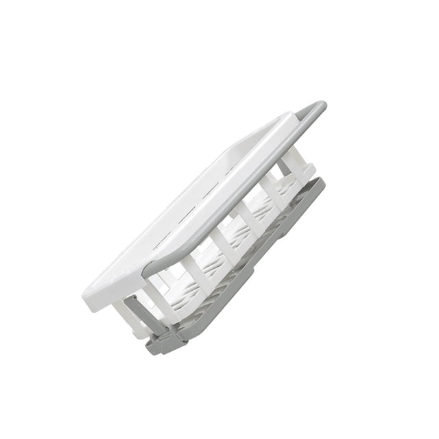 Yuarrent Soporte telescópico para jabón, almacenamiento de toallas, bandeja para fregadero montada en la pared, estante sin Puch, extensible Juegos de accesorios de baño Blanco