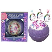 Unicorn Bubble Bath Bomb for Girls with Surprise Kids Necklace Inside by Two Sisters Spa. Large 99% Natural Fizzy in Gift Box. Moisturizes Dry Sensitive Skin. Releases Color Scent Bubbles.