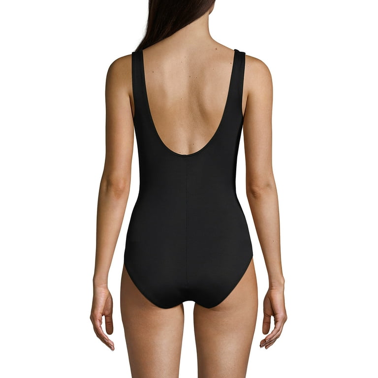 Lands' End Women's SlenderSuit Tummy Control Chlorine Resistant Wrap One  Piece Swimsuit