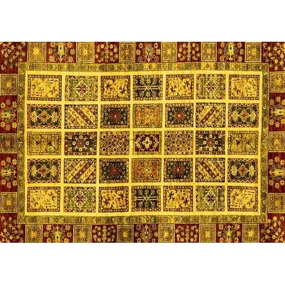Ahgly Company Indoor Rectangle Abstract Yellow Modern Area Rugs, 8' x 12'