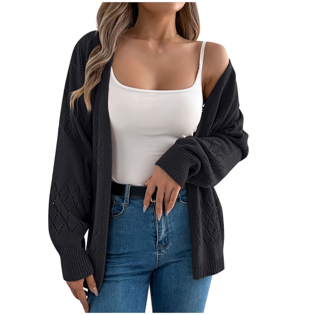 Cardigans pour Femmes Longs Cardigans pour Femmes Blouse Décontractée Oversize Couleur Unie Manches Longues Cardigan Longs Cardigans pour Femmes